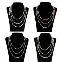 Freshwater Pearl Sweater Chain Necklace with Glass Seed Beads for woman 5-8mm Sold Per Approx 63.5 Inch Strand