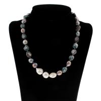 Collar de Perlas Natural de Freshwater, Perlas cultivadas de agua dulce, con metal, para mujer, 11-14mm, Vendido para aproximado 19.5 Inch Sarta