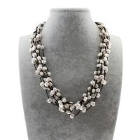 Přírodní Sladkovodní Pearl náhrdelník, s Nylon kabel, pro ženy, 7-9mm, Prodáno za Cca 20.5 inch Strand
