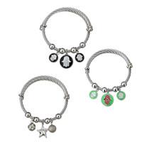 Stainless Steel Bangle with Resin & for woman & enamel & with rhinestone original color Sold By PC