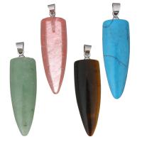 Gemstone Pendants Jewelry, Stainless Steel, pendulum, different materials for choice, original color, 11x35x11mm, Hole:Approx 4mm, Sold By PC