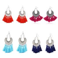 Fashion Fringe Earrings Zinc Alloy with Nylon Cord iron earring hook plated for woman Sold By Pair