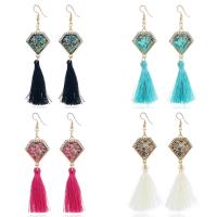Fashion Fringe Earrings Nylon Cord with Silicone & Zinc Alloy iron earring hook gold color plated for woman lead & cadmium free Sold By Pair