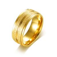 Stainless Steel Finger Ring, gold color plated, different size for choice & for man & frosted, 2mm, 8mm, Sold By PC