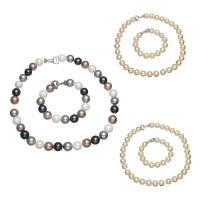 Sydhavsskal smycken uppsättningar, armband & halsband, South Sea Shell, mässing Foldover lås, för kvinna, fler färger för val, 12mm, Längd Ca 7.5 inch, Ca 17 inch, Säljs av Ställ