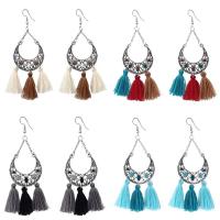 Fashion Fringe Earrings Zinc Alloy with Nylon Cord iron earring hook antique silver color plated for woman lead & cadmium free Sold By Pair