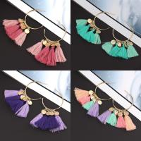 Fashion Fringe Earrings Nylon Cord with Zinc Alloy stainless steel post pin gold color plated for woman Sold By Pair