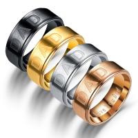 Rustfrit stål fingre Ringe, Stainless Steel, forgyldt, Unisex & forskellig størrelse for valg & med bogstavet mønster, flere farver til valg, 10pc'er/Bag, Solgt af Bag