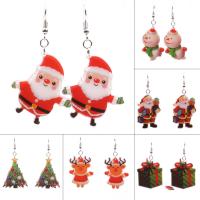 Acrylic Drop Earring, iron earring hook, Snowman, Christmas jewelry & for woman, 60x30mm, Sold By Pair