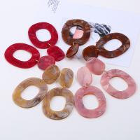 Boucle d'oreille bijoux acrylique, acier inoxydable puce boucle d'oreille, pour femme, plus de couleurs à choisir, 80x40mm, Vendu par paire