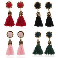 Fashion Fringe Earrings Nylon Cord with Plush stainless steel post pin for woman Sold By Pair