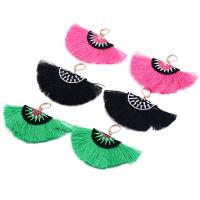 Fashion Fringe Earrings, Nylon Cord, with Tibetan Style, brass earring hook, for woman, more colors for choice, 76x60mm, Sold By Pair
