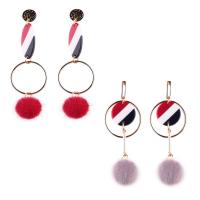 Plush Drop Earring with Resin & Zinc Alloy stainless steel post pin gold color plated for woman & with rhinestone 10-30mm Sold By Pair