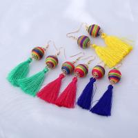 Fashion Fringe Earrings, Nylon Cord, iron earring hook, for woman, more colors for choice, 90x18mm, Sold By Pair