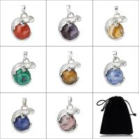 Gemstone Pendants Jewelry Brass with Gemstone Gecko platinum color plated natural nickel lead & cadmium free Approx Sold By PC