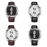 Men Wrist Watch, PU Leather, with Glass & Tibetan Style, silver color plated, for man & waterproof, more colors for choice, 42mm, Length:Approx 9.6 Inch, Sold By PC