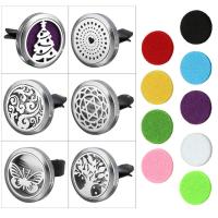Stainless Steel Car Vent Clips Air Freshener, with Cotton, Flat Round, different designs for choice & hollow, 30x7mm, 38mm, 23mm, Sold By PC