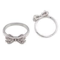 Cubic Zirconia Micro Pave 925 Sterling Silver Rings, Bowknot, platinum plated, different size for choice & micro pave cubic zirconia, 11x6mm, 3PCs/Bag, Sold By Bag
