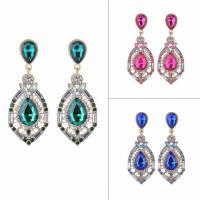 Rhinestone Earring Zinc Alloy with Glass stainless steel post pin Teardrop gold color plated for woman & faceted & with rhinestone lead & cadmium free Sold By Pair