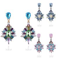 Rhinestone Earring, Tibetan Style, with Glass, stainless steel post pin, plated, for woman & faceted & with rhinestone, more colors for choice, lead & cadmium free, 35x70mm, Sold By Pair