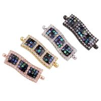 Brass Jewelry Connector, with Abalone Shell & Resin, plated, with cubic zirconia & 1/1 loop, more colors for choice, nickel, lead & cadmium free, 24x8x3mm, Hole:Approx 1mm, Sold By PC