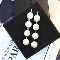 Ohrring Schmuck, ABS-Kunststoff-Perlen, Edelstahl Stecker, für Frau, keine, 73x16mm, verkauft von Paar