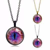 Time Gem Jewelry Necklace Zinc Alloy with iron chain & Glass with 5cm extender chain Flat Round plated Unisex & oval chain & decal nickel & cadmium free 25mm Sold Per Approx 17.5 Inch Strand