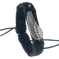 PU Leather Bracelet, with Linen & Tibetan Style, plated, Unisex & adjustable, nickel, lead & cadmium free, Length:Approx 6.7 Inch, 12Strands/Bag, Sold By Bag