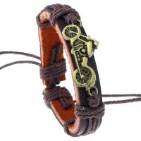 PU Leder Armband, mit Hanfgarn & Zinklegierung, plattiert, unisex & einstellbar, frei von Nickel, Blei & Kadmium, Länge:ca. 6.7 ZollInch, 12SträngeStrang/Tasche, verkauft von Tasche