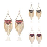 Fashion Fringe Earrings Zinc Alloy iron earring hook gold color plated for woman & enamel lead & cadmium free Sold By Pair
