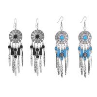 Fashion Fringe Earrings, Tibetan Style, with Glass Seed Beads, iron earring hook, antique silver color plated, for woman & with resin rhinestone, more colors for choice, lead & cadmium free, 15x70mm, Sold By Pair