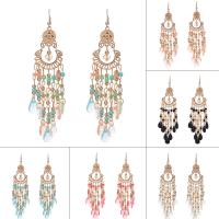 Fashion frynser øreringe, Zinc Alloy, med Glas Seed Beads, jern ørering krog, guldfarve belagt, for kvinde, flere farver til valg, bly & cadmium fri, 120mm, Solgt af par