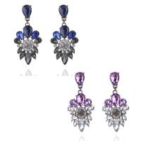 Rhinestone Earring Zinc Alloy with Glass stainless steel post pin plumbum black color plated for woman & faceted & with rhinestone lead & cadmium free Sold By Pair