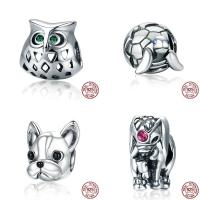 Thailand Sterling Silver European Bead & without troll & enamel & with cubic zirconia & hollow Approx 4.5-5mm Sold By PC