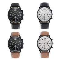 Men Wrist Watch, PU Leather, with Glass & Tibetan Style, plated, for man & waterproof, more colors for choice, 42mm, Length:Approx 9.6 Inch, Sold By PC