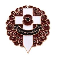 Rhinestone Brooch Zinc Alloy Cross gold color plated with letter pattern & for woman & enamel & with rhinestone nickel lead & cadmium free Sold By PC