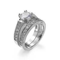 Cubic Zirconia Micro Pave Brass Ring platinum plated Unisex & with cubic zirconia nickel lead & cadmium free Sold By PC