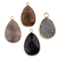 Gemstone Pendants Jewelry, with Tibetan Style, Teardrop, different materials for choice, 18x31x7mm, Hole:Approx 2mm, 5PCs/Bag, Sold By Bag