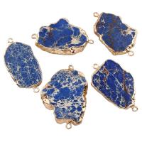 Lapis Lazuli Connector, with Tibetan Style, 1/1 loop, 55x30x5mm-40x56x5mm, Hole:Approx 2.5mm, 5PCs/Bag, Sold By Bag