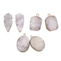 Quartz Gemstone Pendants, Clear Quartz, with Tibetan Style, different styles for choice, Hole:Approx 2.5mm, 5PCs/Bag, Sold By Bag