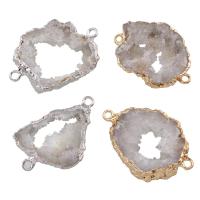 Agate Connector Ice Quartz Agate with Zinc Alloy 1/1 loop - Approx 2.5mm Sold By Bag