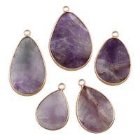 Amethyst Pendant, with Tibetan Style, 18x26x4mm-24x38x5mm, Hole:Approx 2mm, 5PCs/Bag, Sold By Bag