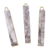 Natural Agate Druzy Pendant, Ice Quartz Agate, with Tibetan Style, Rectangle, druzy style, 5x36x7mm-5x38x8mm, Hole:Approx 2mm, 5PCs/Bag, Sold By Bag