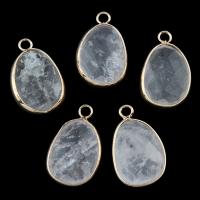 Quartz Gemstone Pendants, Clear Quartz, with Tibetan Style, 15x23x6mm, Hole:Approx 2mm, 5PCs/Bag, Sold By Bag