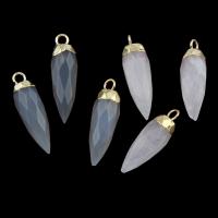 Gemstone Pendants Jewelry, with Tibetan Style, different materials for choice & faceted, 8x28mm, Hole:Approx 2.5mm, 5PCs/Bag, Sold By Bag
