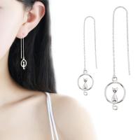 Brass Thread Through Earrings platinum plated for woman 97mm Sold By Pair
