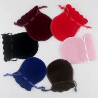 Beflockung Stoff Drawstring Tasche, mit Nylonschnur, keine, 70x90mm, 100PCs/Menge, verkauft von Menge