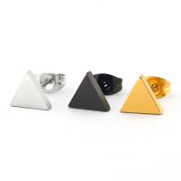 Stainless Steel Stud Earrings Triangle plated Unisex nickel lead & cadmium free Sold By Pair