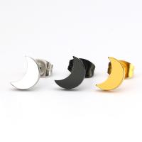 Stainless Steel Stud Earrings Moon plated hypo allergic & Unisex nickel lead & cadmium free Sold By Pair