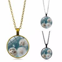 Time Gem Jewelry Necklace Zinc Alloy with iron chain & Glass with 5cm extender chain Flat Round plated Unisex & oval chain & decal lead & cadmium free 25mm Sold Per Approx 17.5 Inch Strand